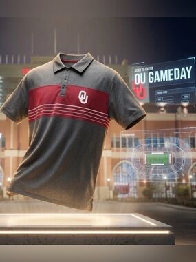 Colosseum University of Oklahoma Sooners Gray-Red Polo Shirt Men’s XL NWOT